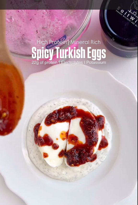 Soft, cozy, spicy Turkish eggs made with Salicornia White Salt