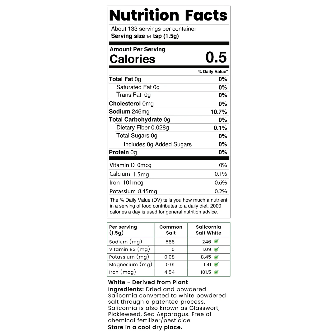 Salicornia White Salt – Plant-Based & Low Sodium Salt Substitute