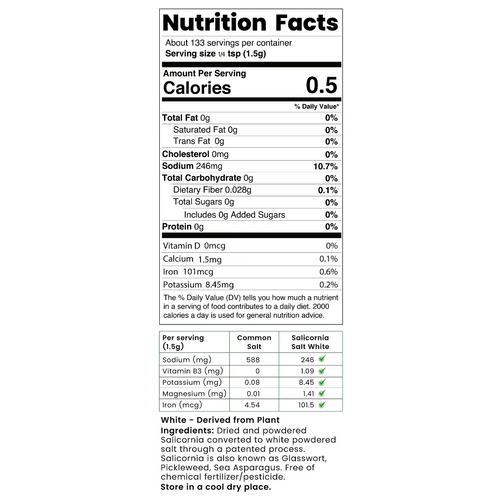 Salicornia White Salt – Plant-Based & Low Sodium Salt Substitute