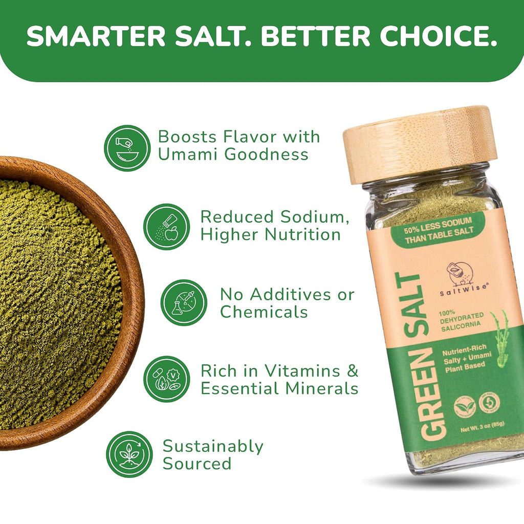 Green Salt, Low Sodium, Umami Premium Glass Jar, 3 Oz