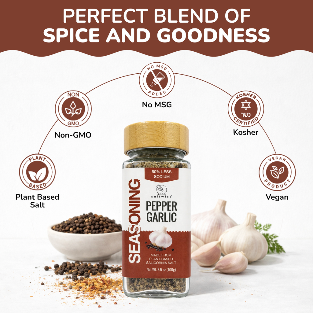 Pepper Garlic Seasoning | Low Sodium | No MSG | 3.5 Oz (100g)