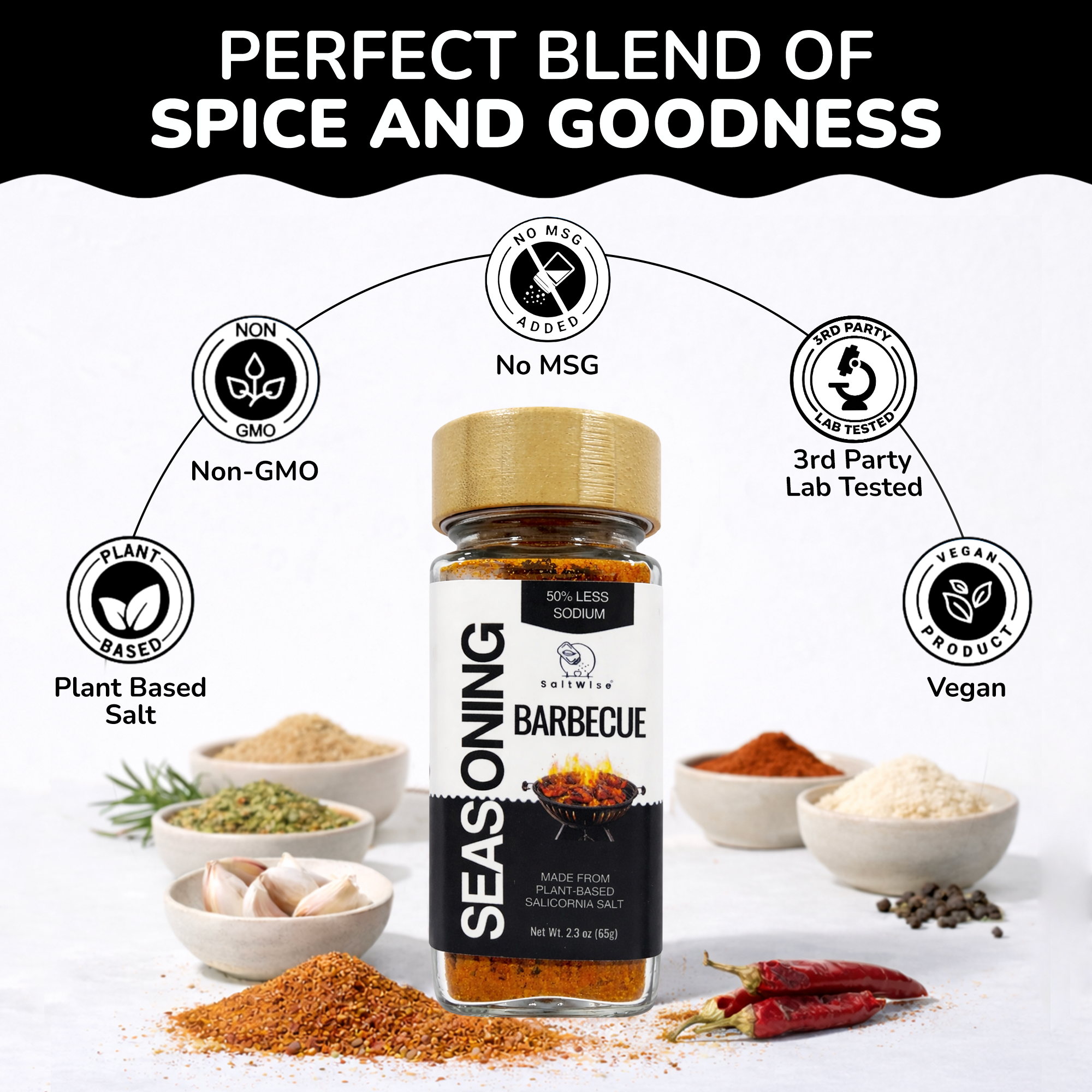 Low Sodium BBQ Seasoning – Made with Salicornia Salt | No MSG | Non GMO