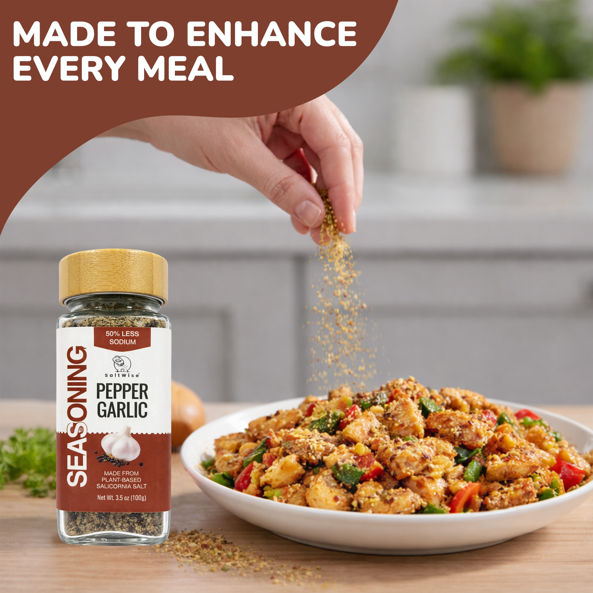 Pepper Garlic Seasoning | Low Sodium | No MSG | 3.5 Oz (100g)