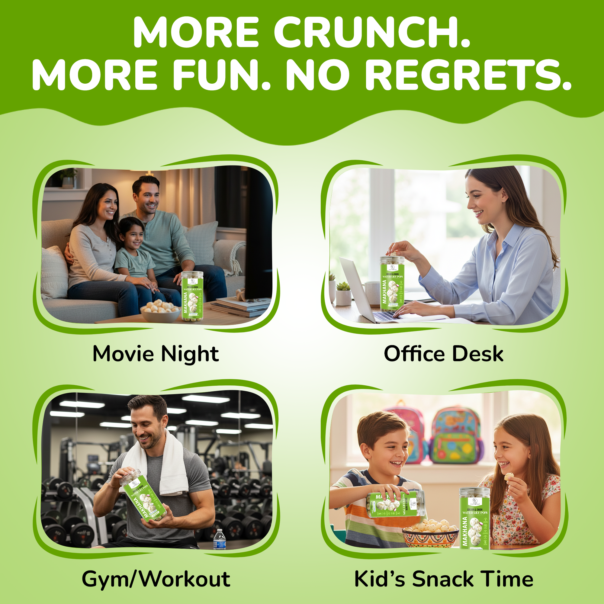 SaltWise Water Lily Pops (Foxnuts/Makhana) - Variety Pack (4 Flavors) | Low Sodium Plant Protein