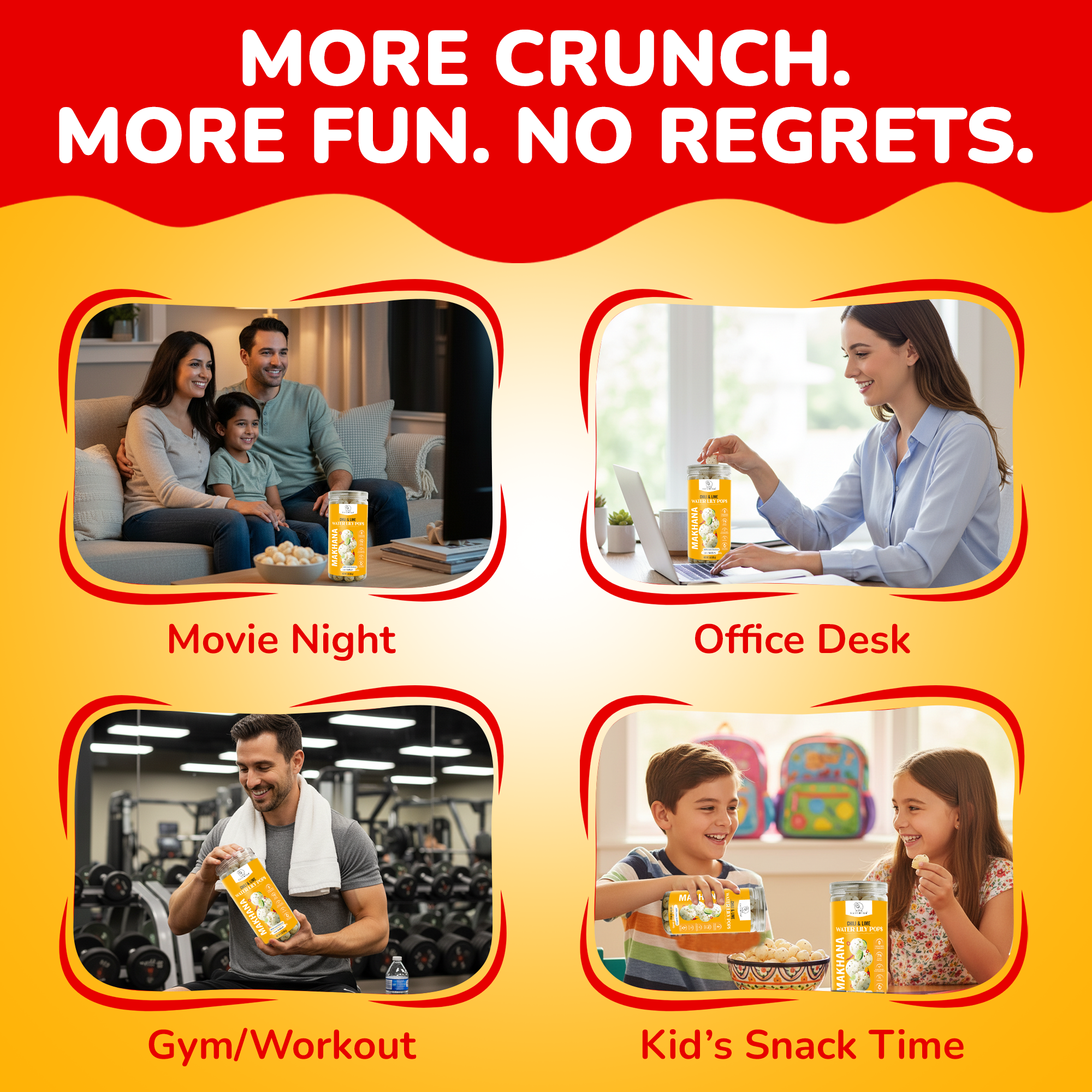 SaltWise Water Lily Pops (Foxnuts/Makhana) - Chili Lime | Low Sodium Plant-Based Snack