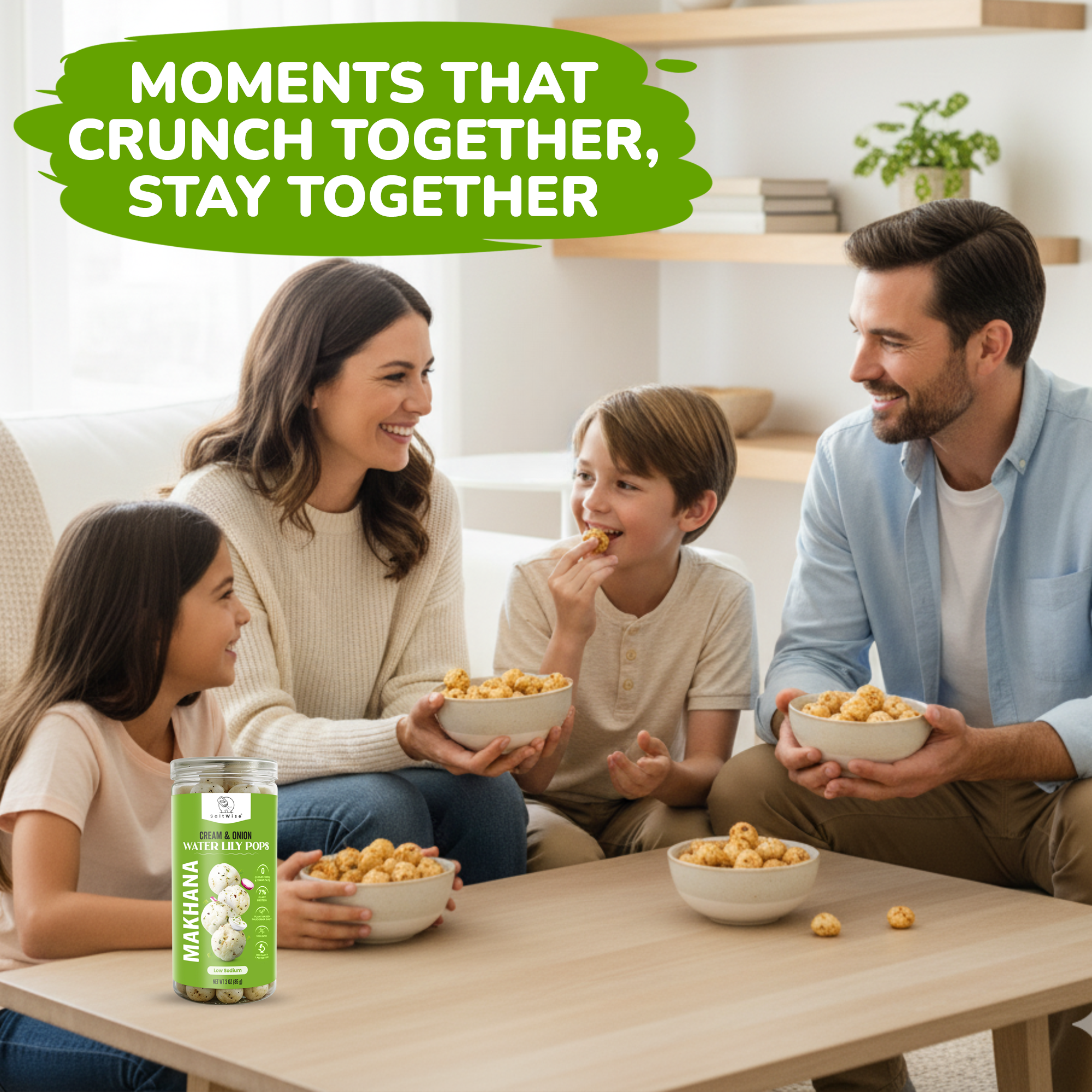 SaltWise Water Lily Pops (Foxnuts/Makhana) - Variety Pack (4 Flavors) | Low Sodium Plant Protein