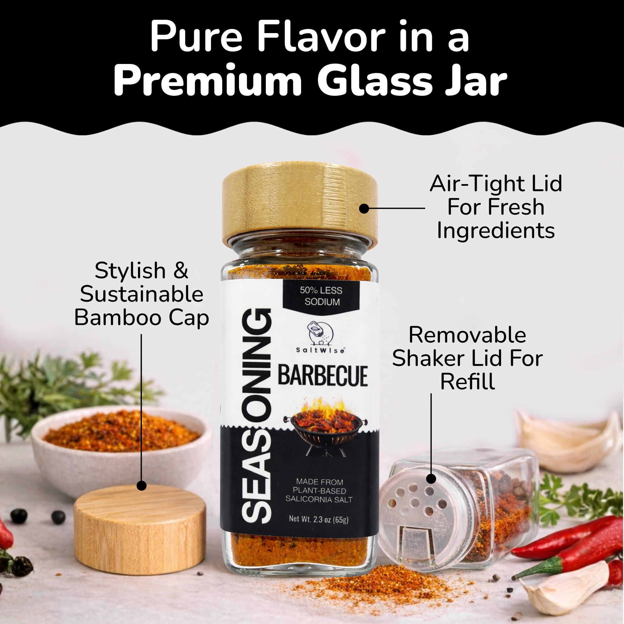 Low Sodium BBQ Seasoning – Made with Salicornia Salt | No MSG | Non GMO