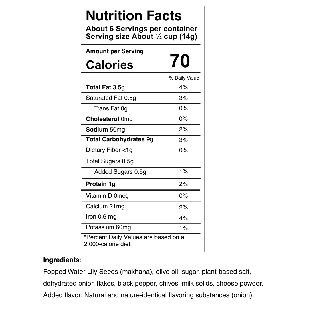 SaltWise Water Lily Pops (Foxnuts/Makhana) - Cream & Onion | Low Sodium Plant Protein