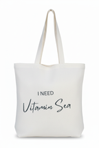 SW - SaltWise Canvas Tote Bag, Natural Color, Reusable Grocery bag, Beach Bag with  printed "I Need Vitamin Sea"