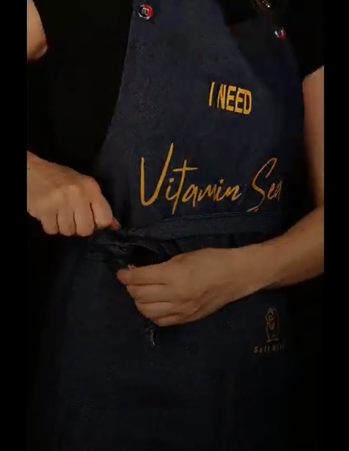 Chef Apron Blue Denim Cooking Apron with Adjustable Neck Strap and Pocket