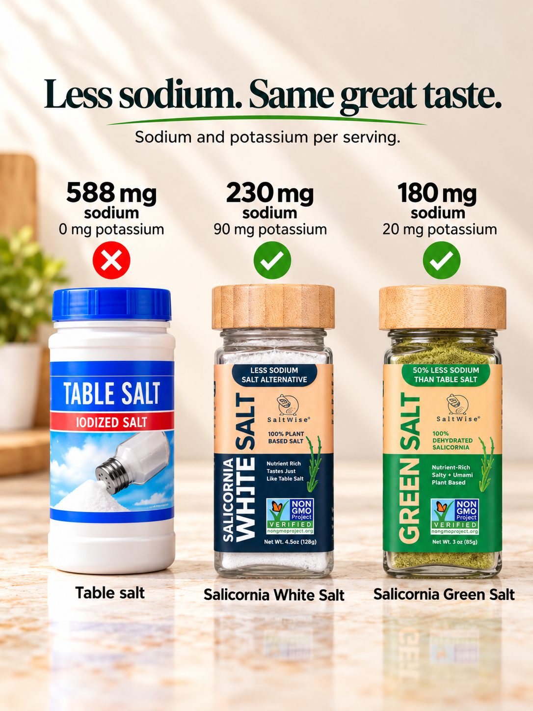 Salicornia Salt - Green & White Plant Based Salts