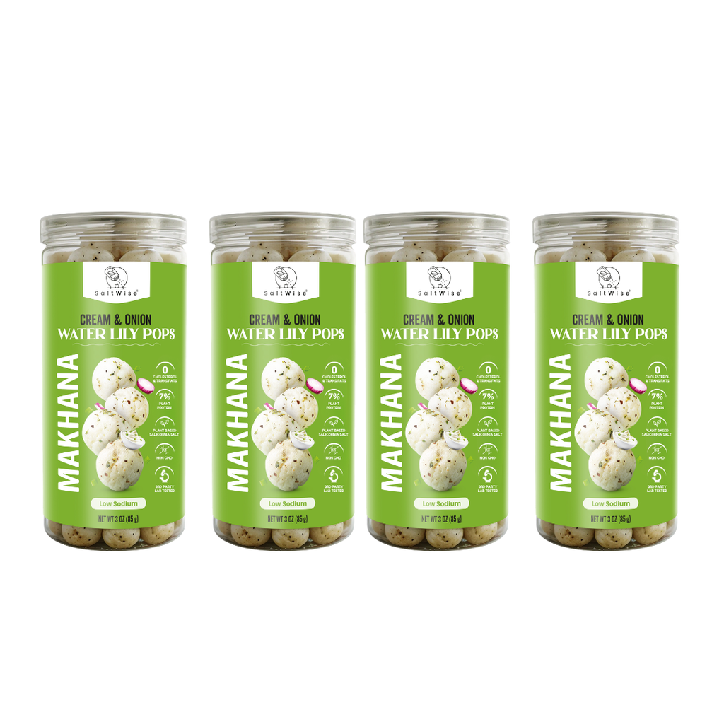 SaltWise Water Lily Pops (Foxnuts/Makhana) - Cream & Onion | Low Sodium Plant Protein