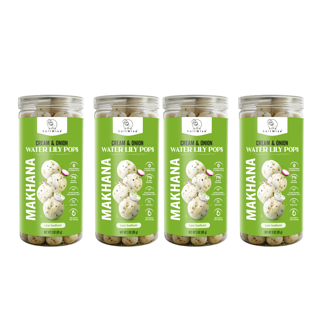 SaltWise Water Lily Pops (Foxnuts/Makhana) - Cream & Onion | Low Sodium Plant Protein