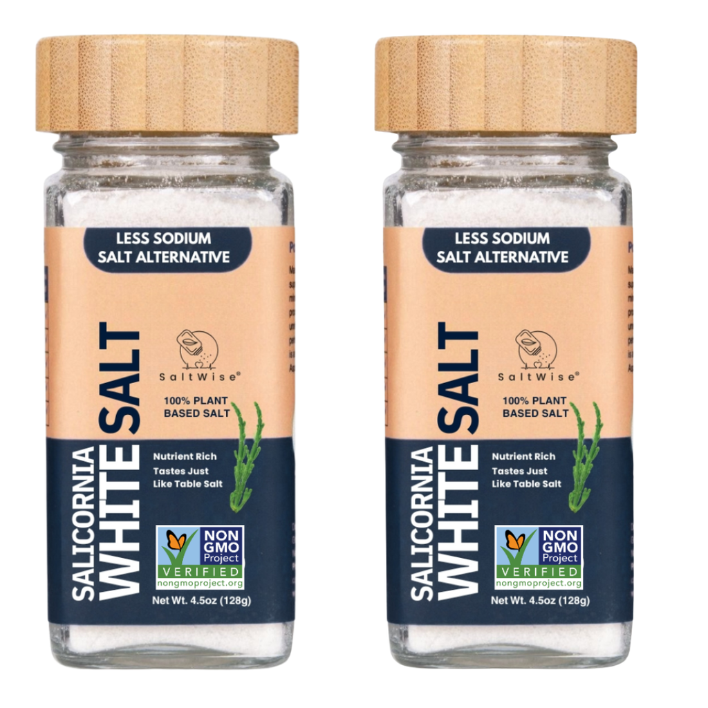 SaltWise Salicornia White Salt – Low Sodium Salt Alternative Premium Jar Set