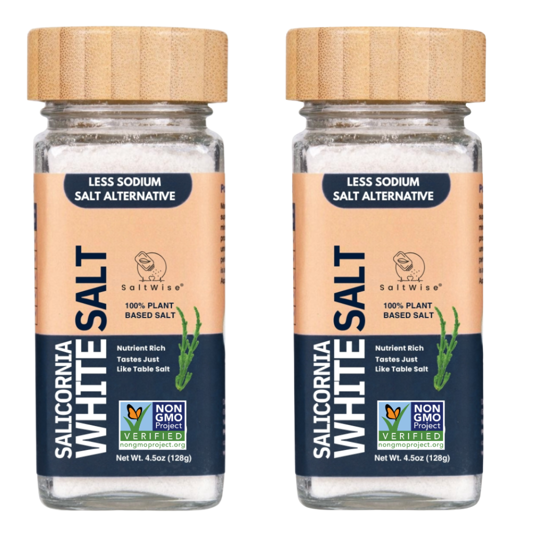 SaltWise Salicornia White Salt – Low Sodium Salt Alternative Premium Jar Set