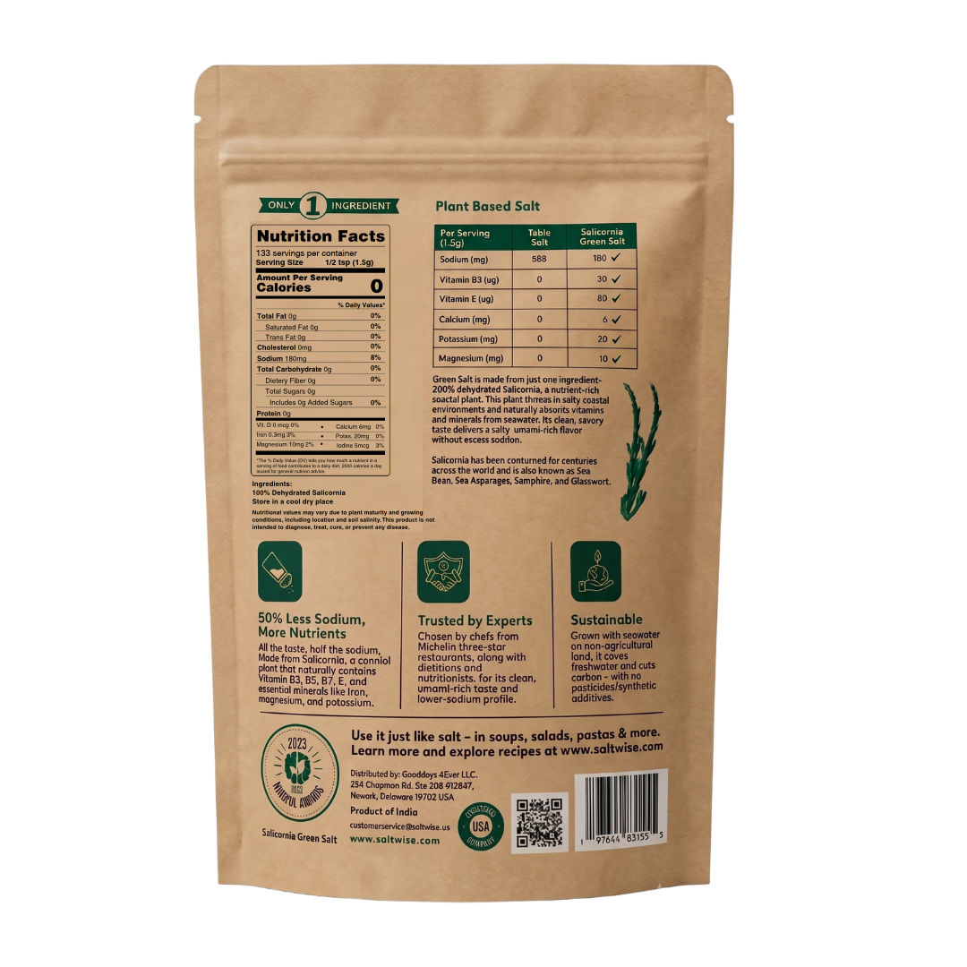 Green Salt – Plant-Based, Low Sodium Salicornia Salt ( 7.05 Oz / 200g)