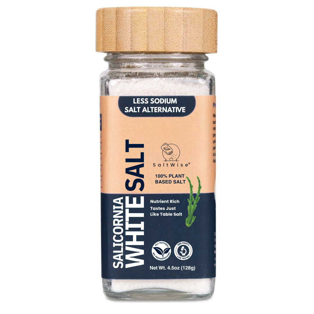 Salicornia White Salt – Low Sodium Salt Substitute, Premium Glass Jar, 4.5 Oz