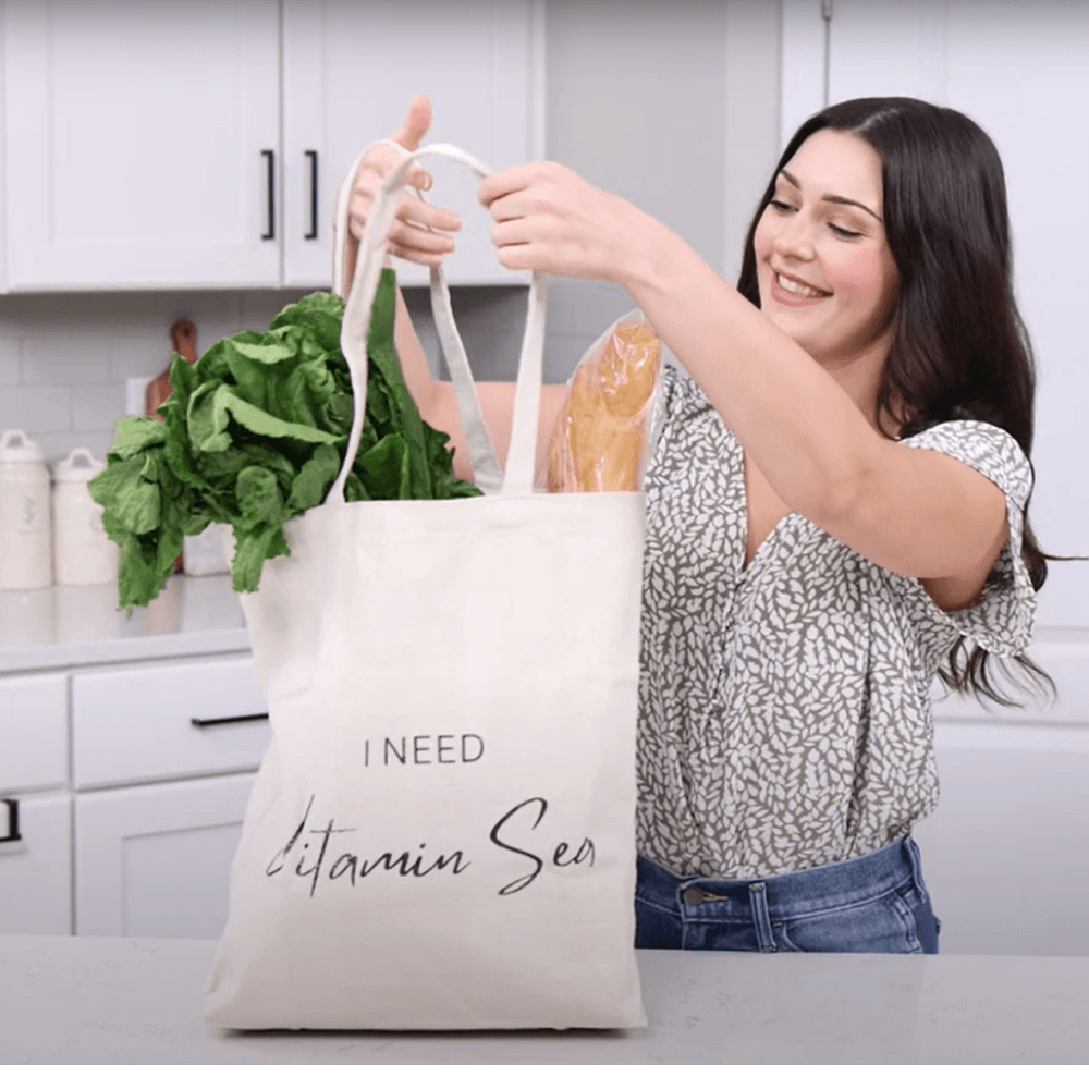 SW - SaltWise Canvas Tote Bag, Natural Color, Reusable Grocery bag, Beach Bag with  printed "I Need Vitamin Sea"