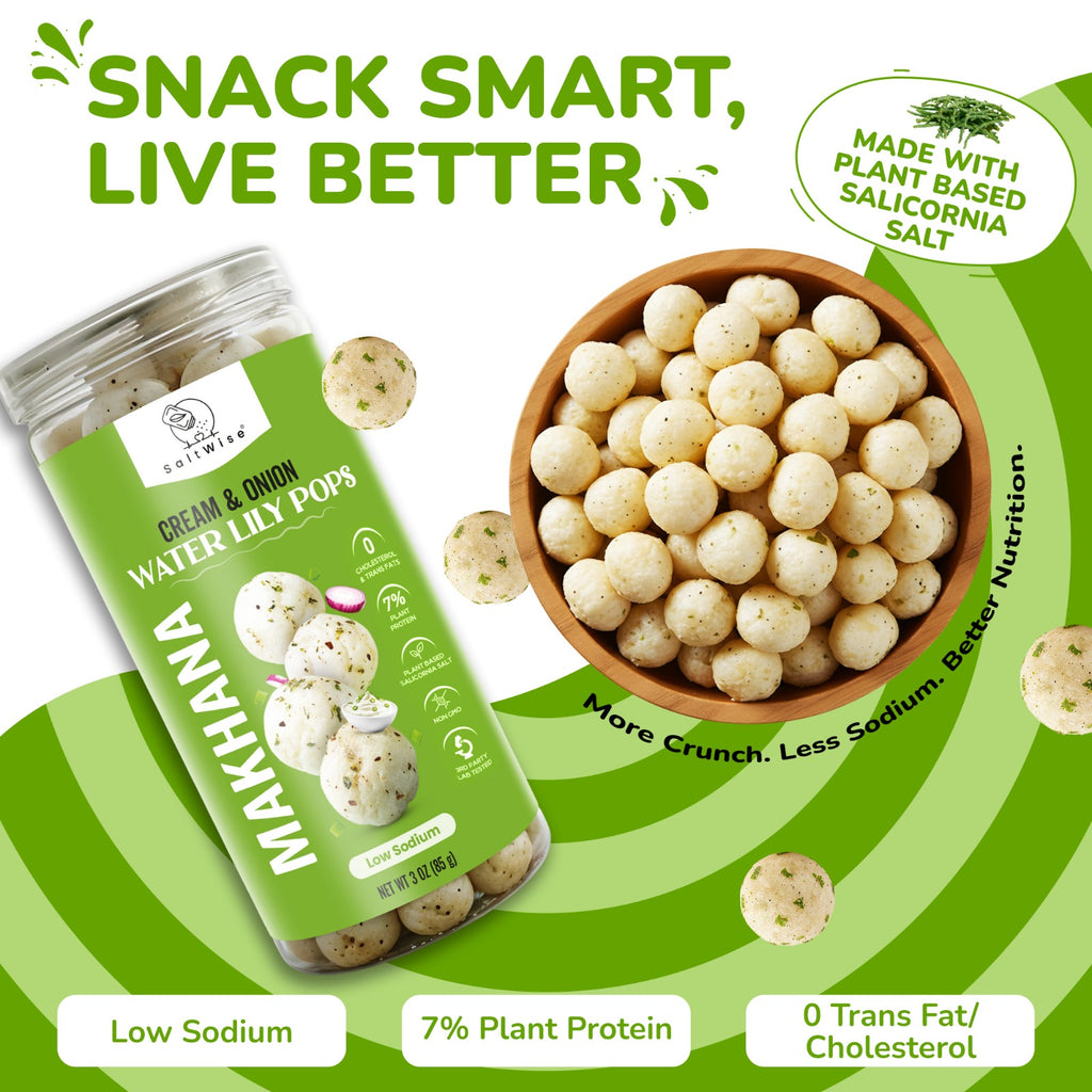 SaltWise Water Lily Pops (Foxnuts/Makhana) - Variety Pack (4 Flavors) | Low Sodium Plant Protein