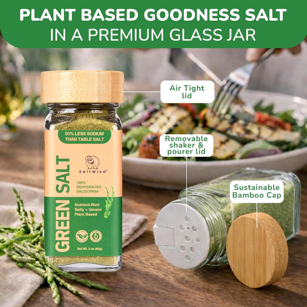 Green Salt, Low Sodium, Umami Premium Glass Jar, 3 Oz