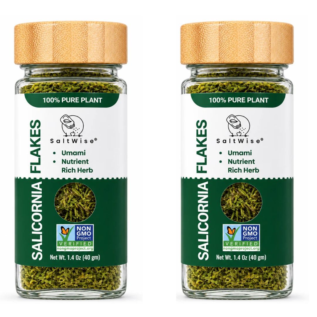 SaltWise Salicornia Flakes, Umami Herb, Dried Sea Asparagus (Samphire, Sea Beans), 40g
