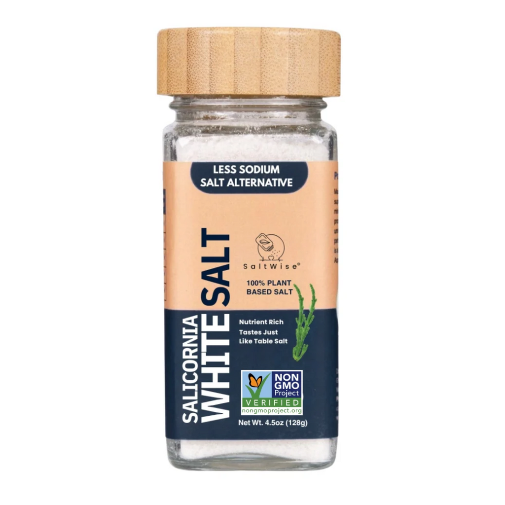 Salicornia White Salt – Low Sodium Salt Substitute, Premium Glass Jar, 4.5 Oz
